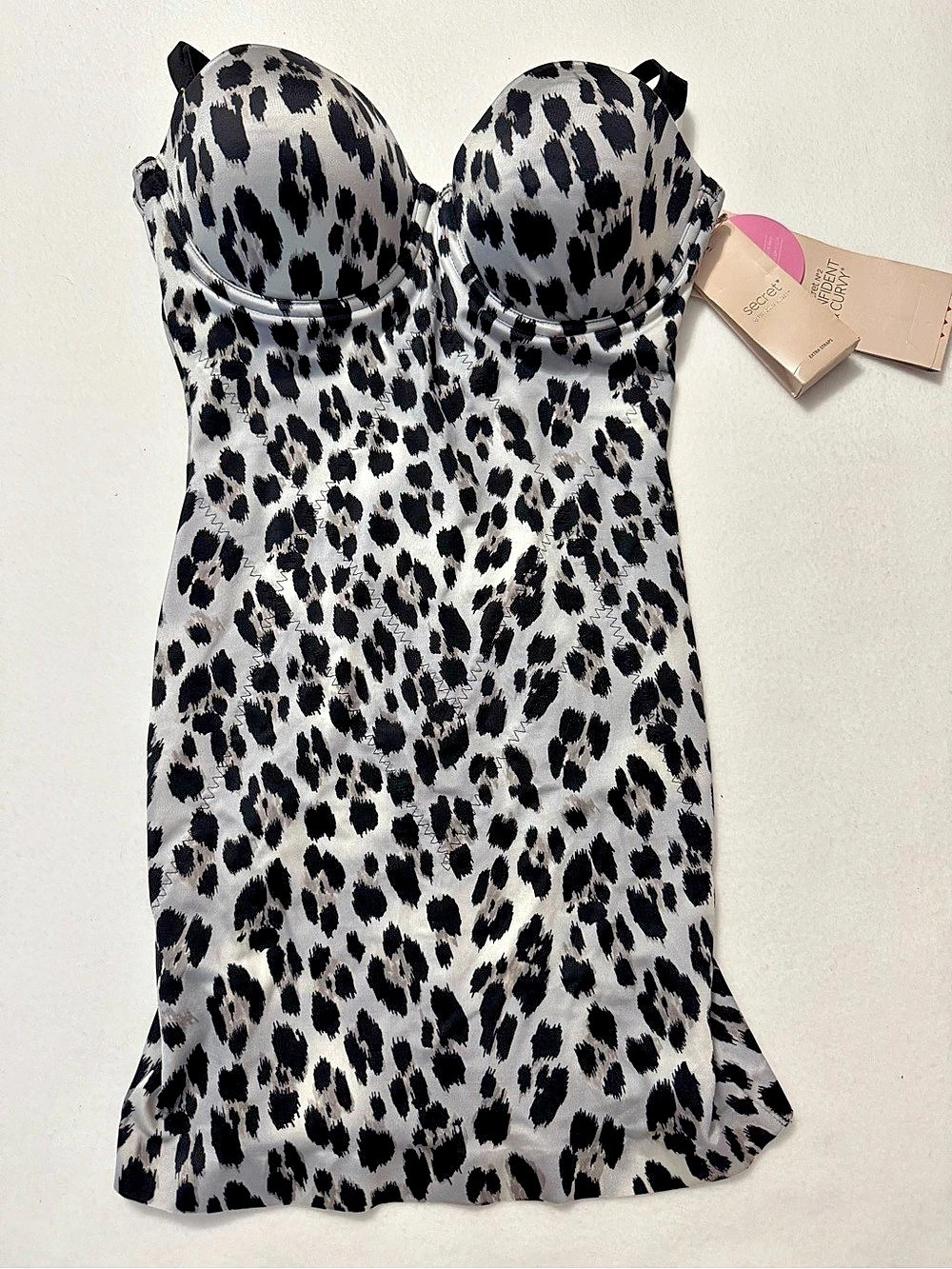 NWT Victoria's Secret Power Figure Cupped Shaping Slip Dress Leopard Sz 36D